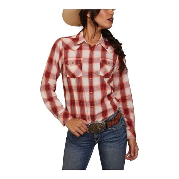 Ariat Womens Tulsa Long Sleeve Snap Red Plaid Country Western Shirt Extra Large - Picture 1 of 10